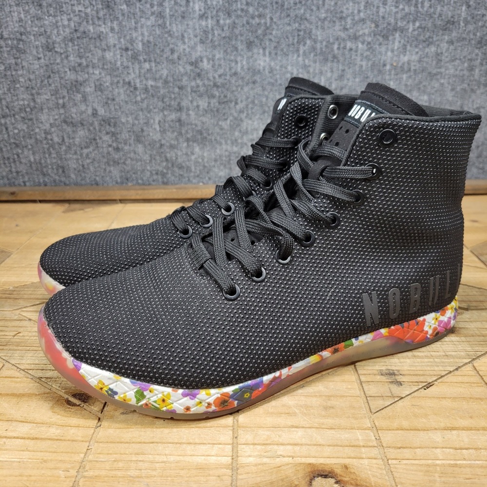 NOBULL Outwork High-Top Trainer Black Daisy Floral Men's Size 10 Rare CrossFit - Picture 2 of 13